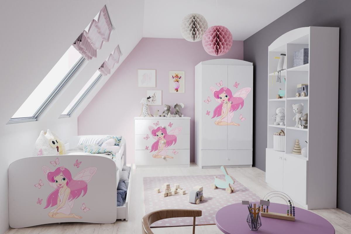 Zestaw mebli dziecięcych dla dziewczynki z łóżkiem 160x80 BABYDREAMS